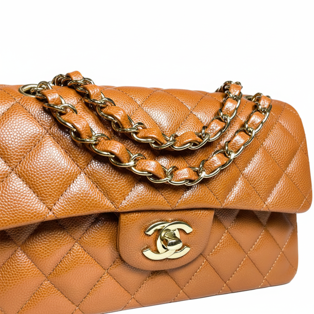 CHANEL Caviar Quilted Medium Double Flap Bag "Brown"