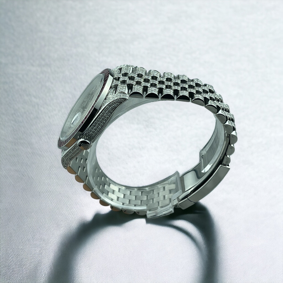ROLEX DATEJUST 41 FULL ICED OUT – RUBY BEZEL - RED ROMAN DIAL