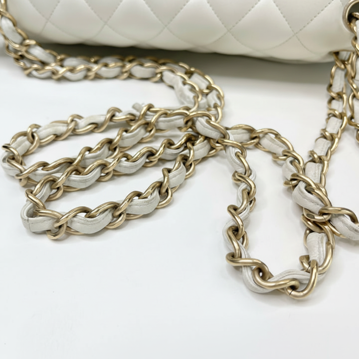 CHANEL Caviar Quilted Medium Double Flap Bag "White"