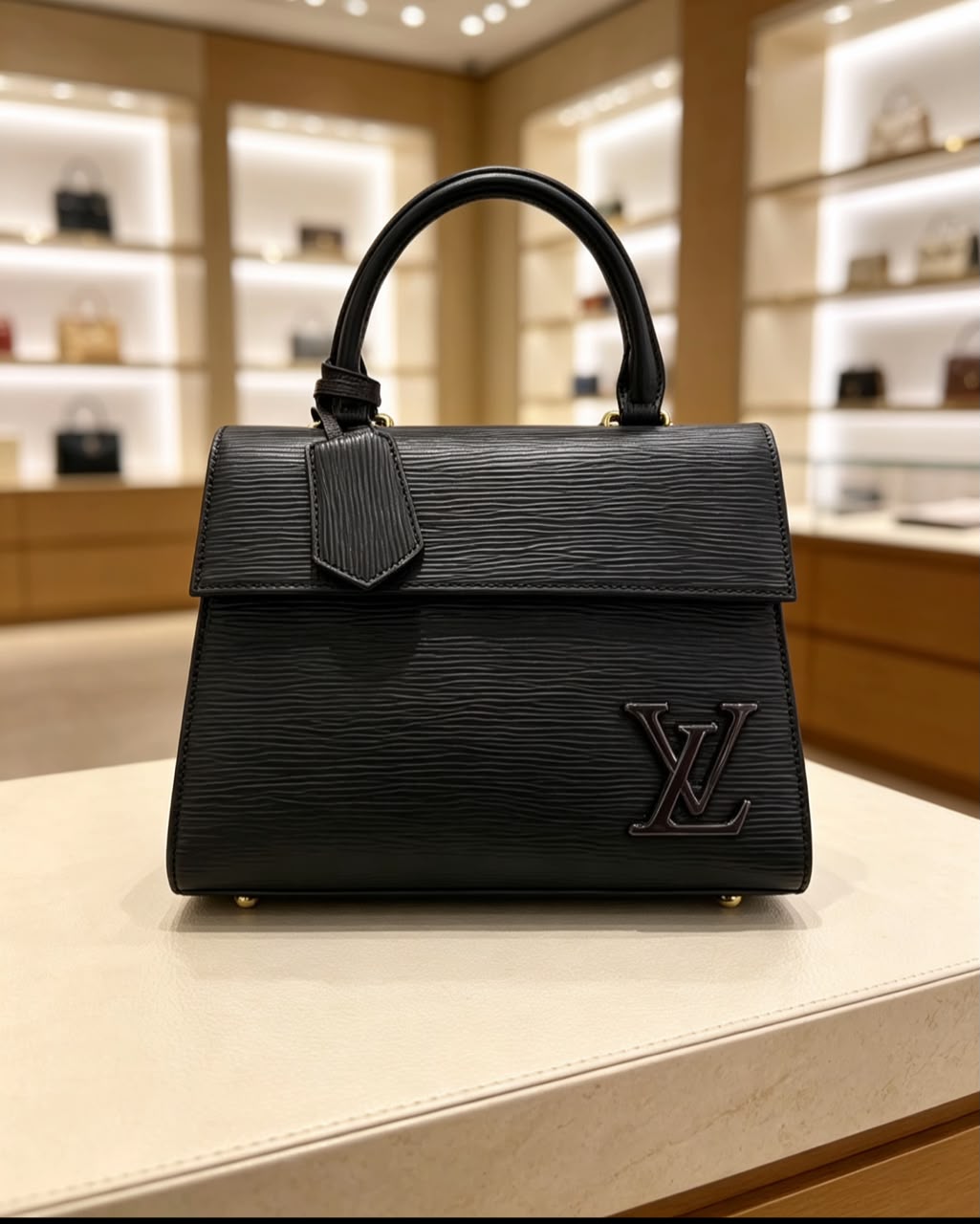 LV Epi Leather Top-Handle Bag — Black