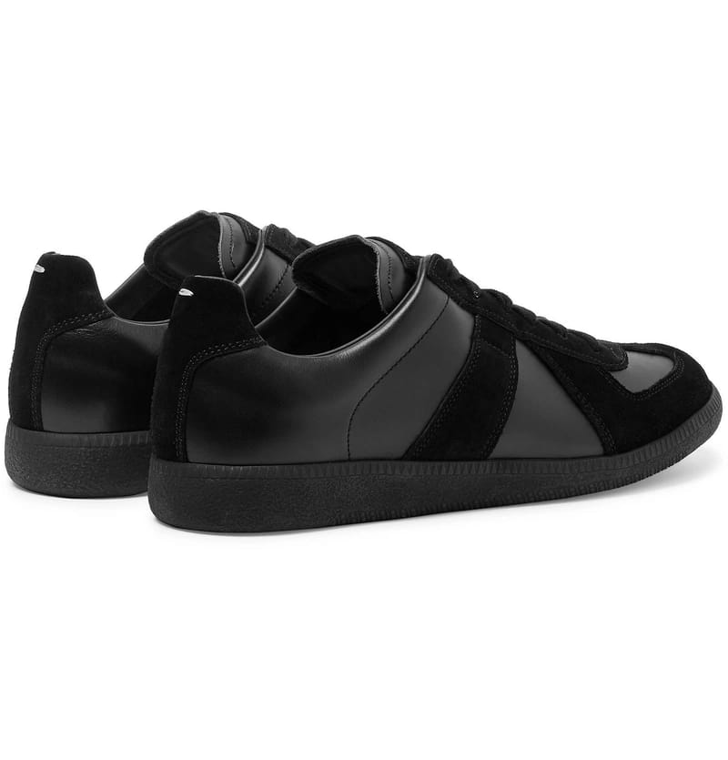 MAISON MARGIELA Retro Low-Top Suede Panel Sneakers – All Black