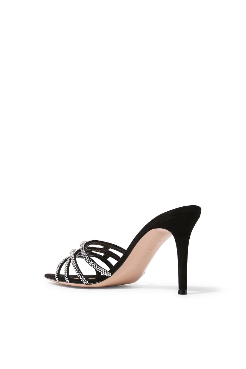 Gianvito Rossi Crystal-Embellished Strappy Mule Sandals "Black"