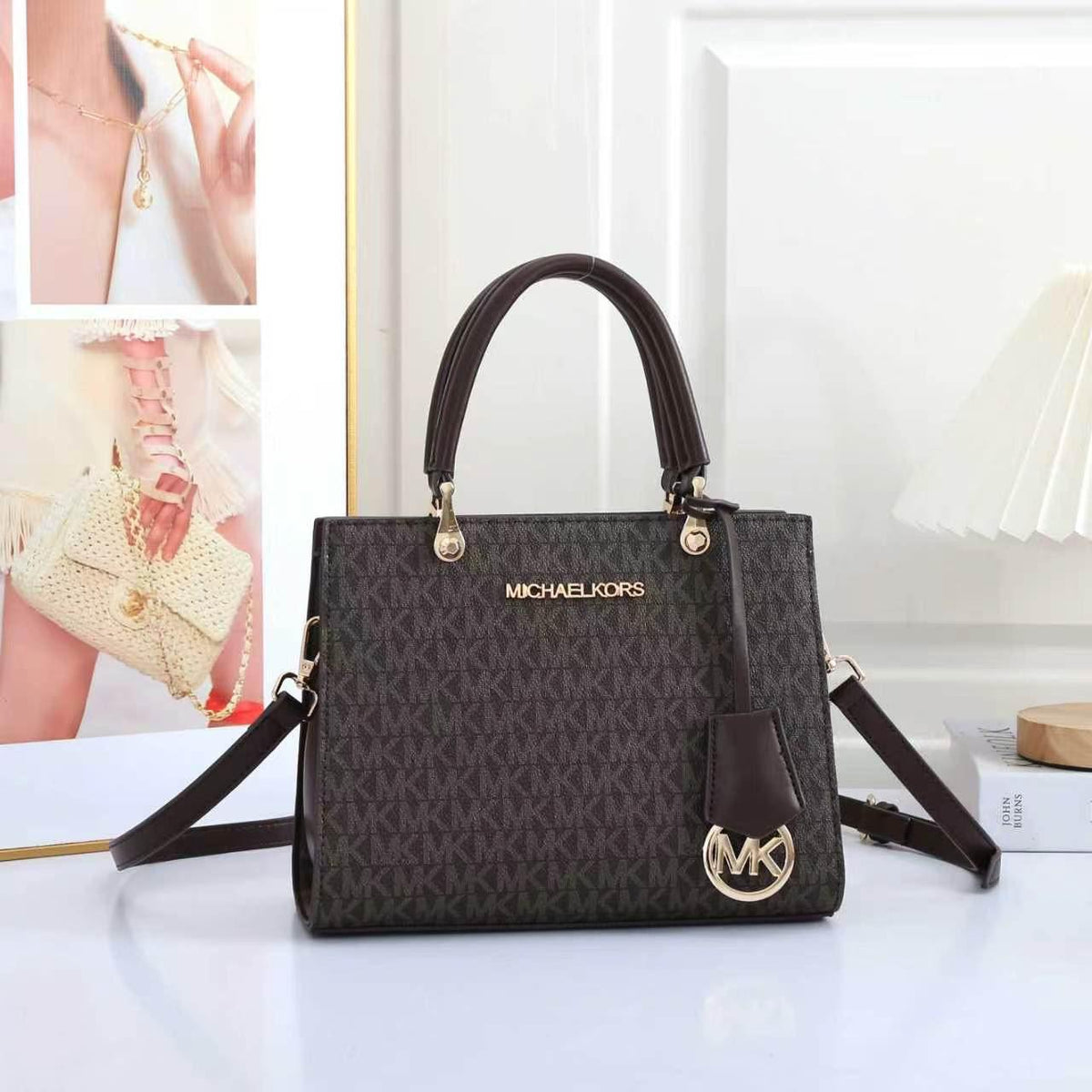 Michael Kors "Dark Brown" Signature MK Logo Satchel Handbag