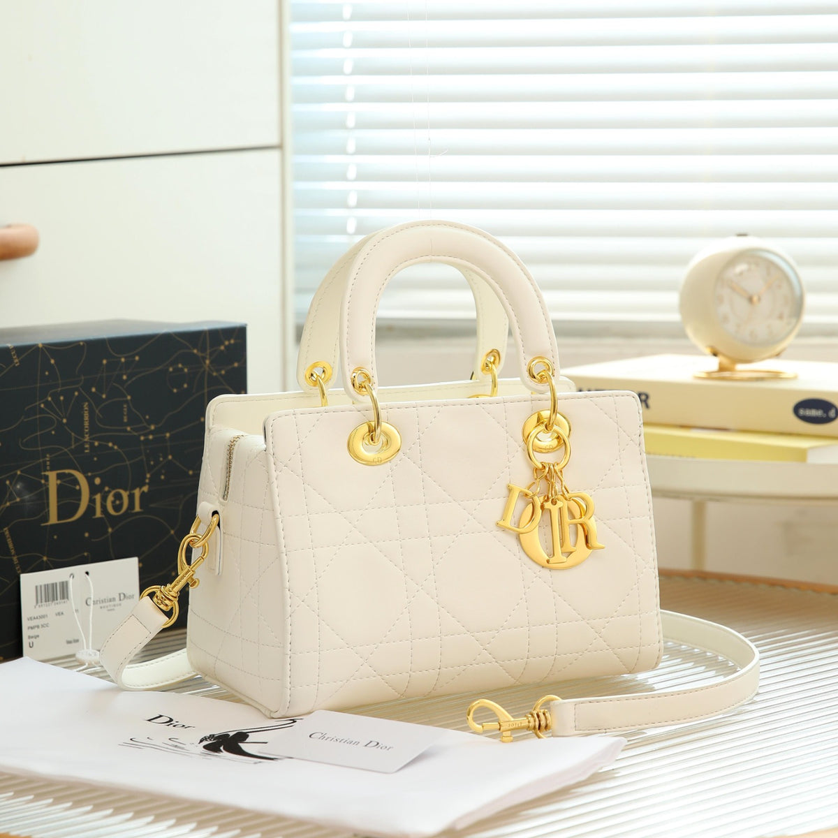 Dior Lady-Style Handbag "Cream White"