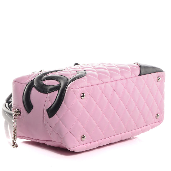 CHANEL Calfskin Quilted Large Cambon Bowler "Pink/ Black"