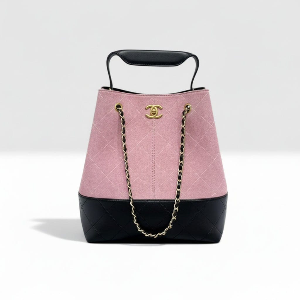 Chanel two-tone Suede Hobo Bag "Blush Pink/Black"