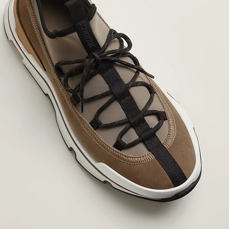 Hermes Men's Urban Trek Chunky Sneakers-Taupe & Camel