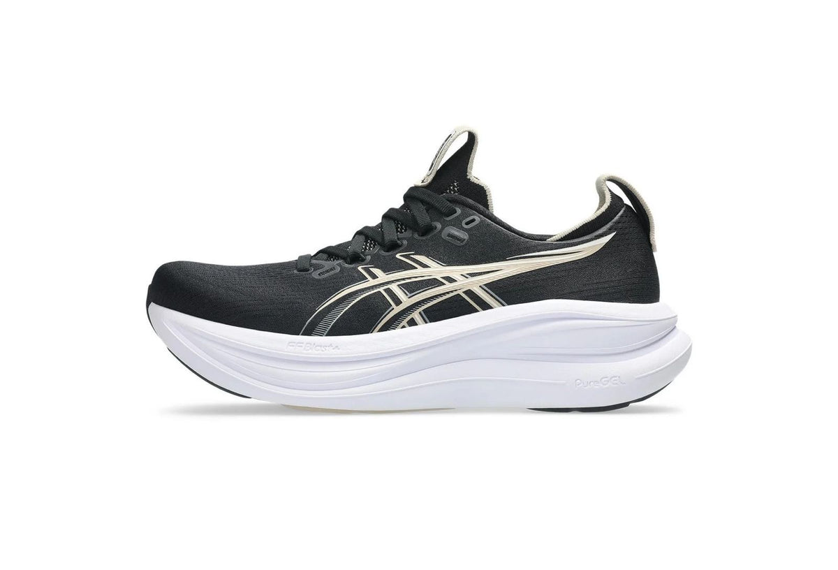 Asics Gel-Nimbus 28 black with white and gold