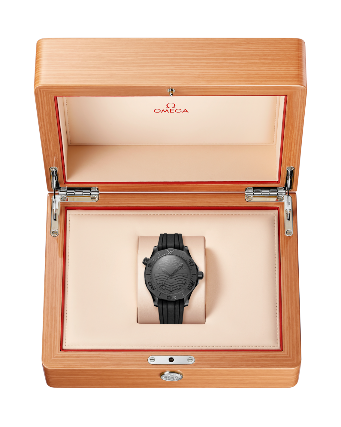 SEAMASTER DIVER 300M 43.5 mm, black ceramic on rubber strap