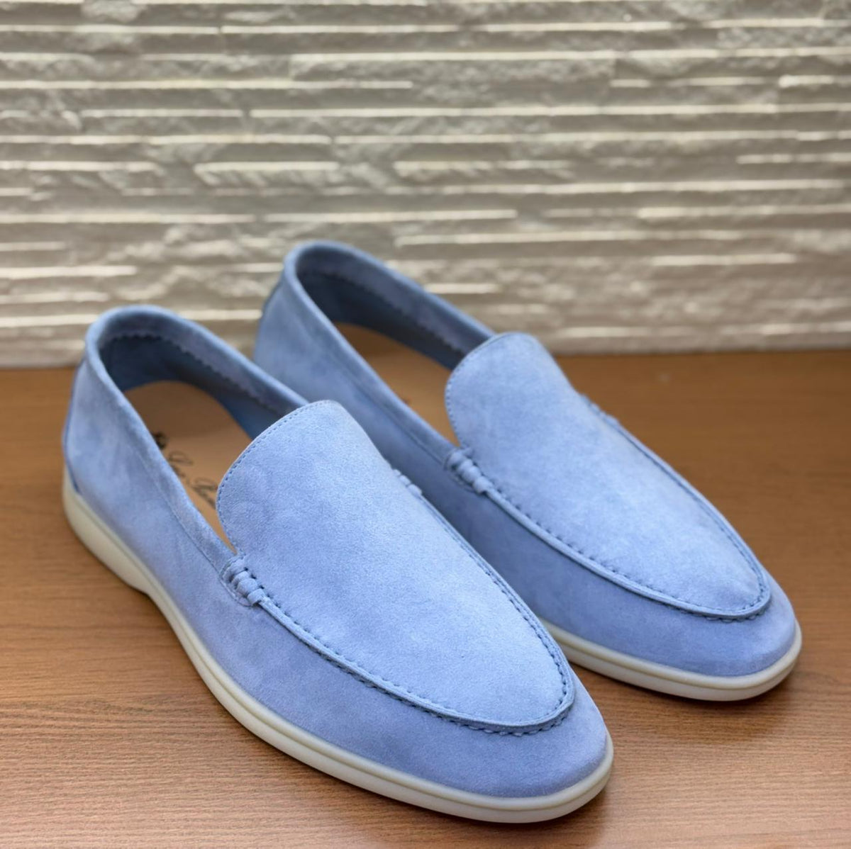 Loro Piana Suede Loafers "Light Blue"