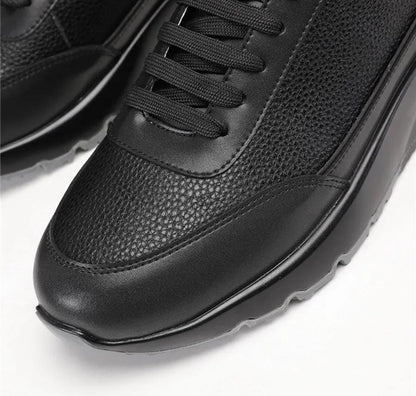 Brunello Cucinelli Men’s Pebbled Leather Low-Top Sneakers – Black