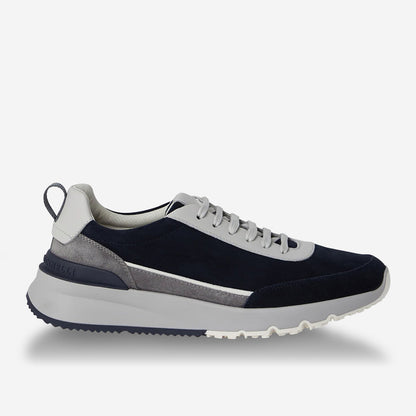 Brunello Cucinelli Men’s Panelled Sneakers "Navy Blue/Metallic silver"