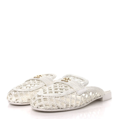 Chanel Braided Lambskin Mule Sandals "White"