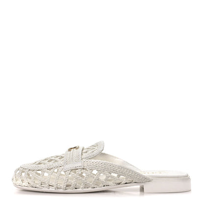 Chanel Braided Lambskin Mule Sandals "White"