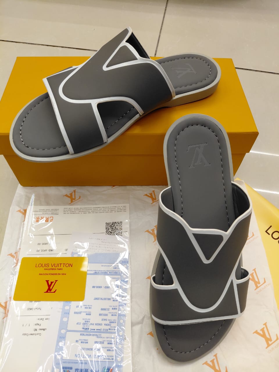 Louis Vuitton Oasis Mule, "Grey/White"