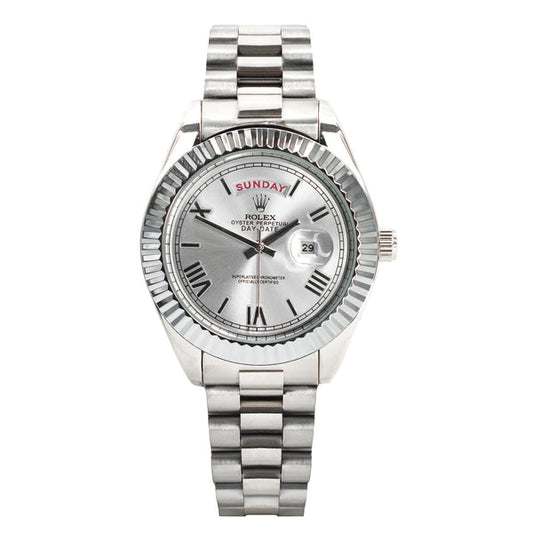 "Rolex Day-Date 40  Platinum Silver Dial President Bracelet"