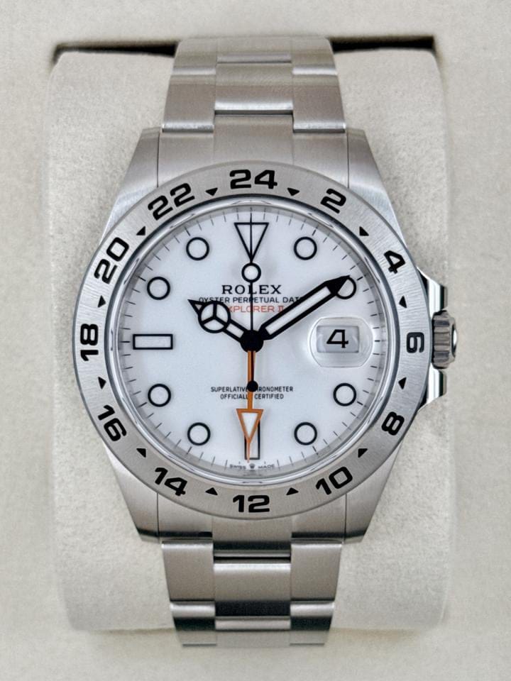 "Rolex Explorer II – White Dial (Steel)"