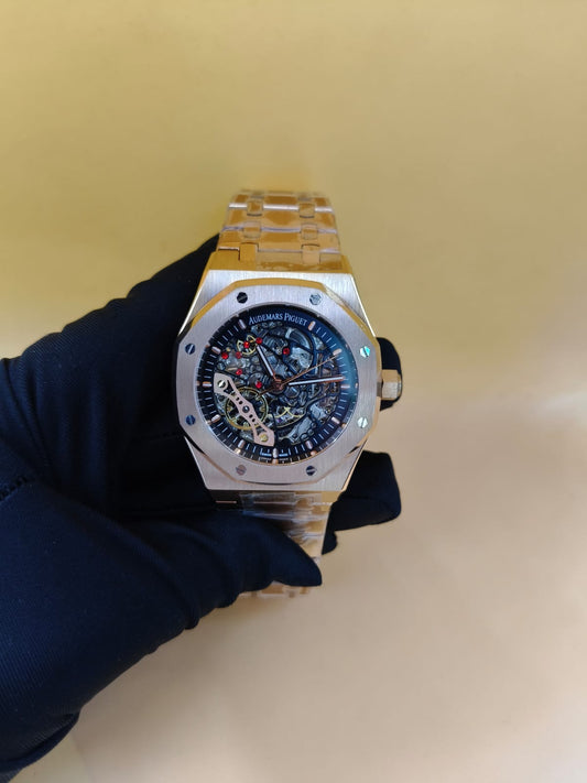 "AP Royal Oak Silver/Roe Gold — Two-Tone Skeleton Dial"
