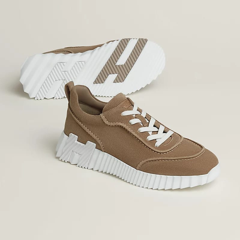 Hermès "Next" Sneaker — Tan/Camel Suede