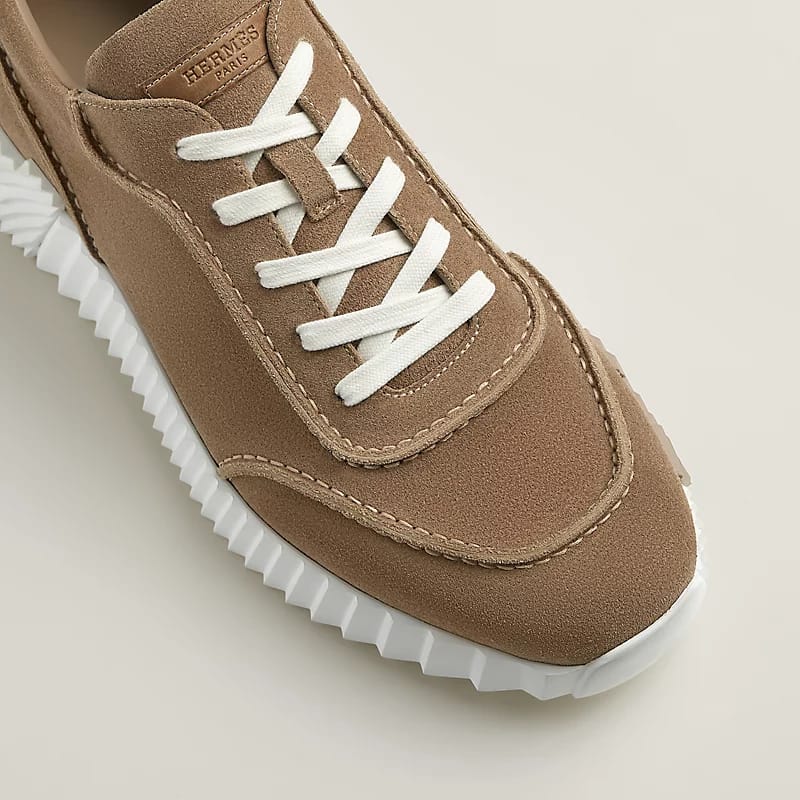 Hermès "Next" Sneaker — Tan/Camel Suede