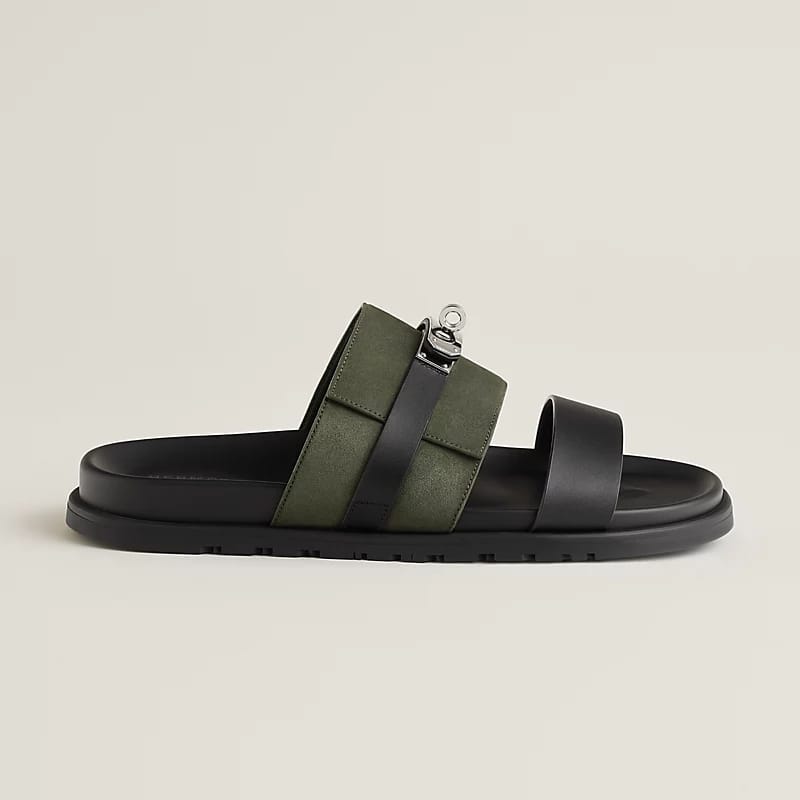 Hermès "Jackson" Sandal — Green/Black