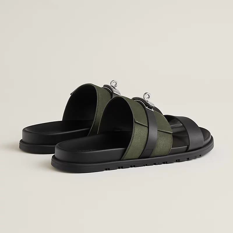 Hermès "Jackson" Sandal — Green/Black