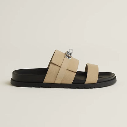 Hermès "Jackson" Sandal — Beige/Black