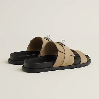 Hermès "Jackson" Sandal — Beige/Black