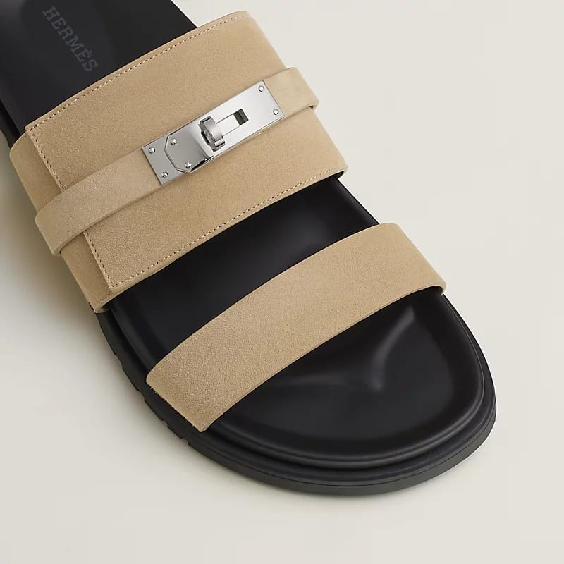 Hermès "Jackson" Sandal — Beige/Black