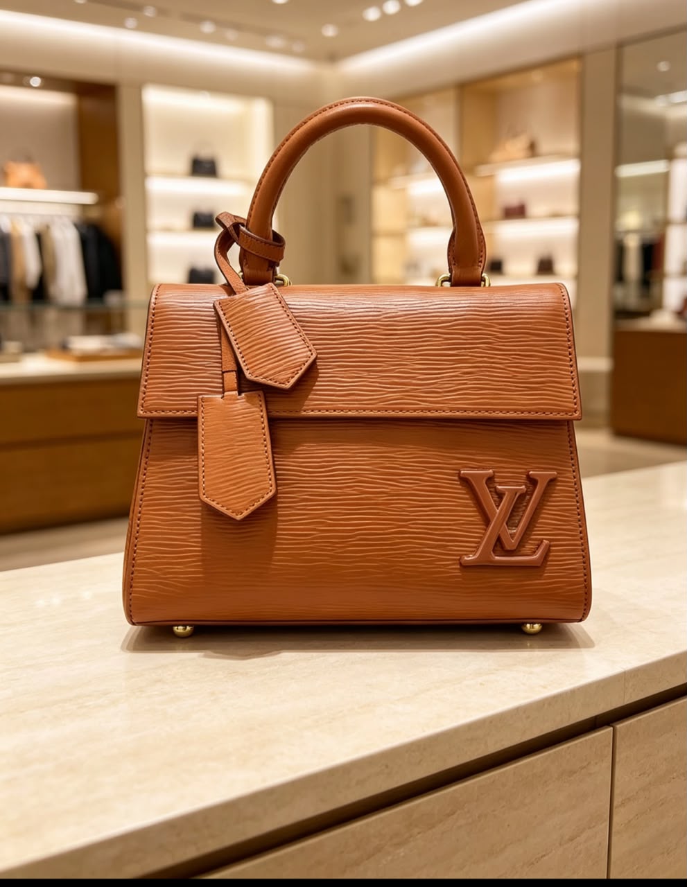 LV Epi Leather Top-Handle Bag — Cognac Tan