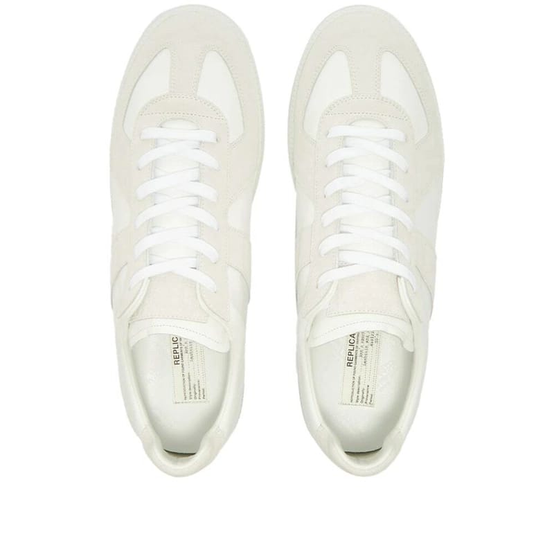 MAISON MARGIELA Retro Low-Top Suede Panel Sneakers  "White/Cream"