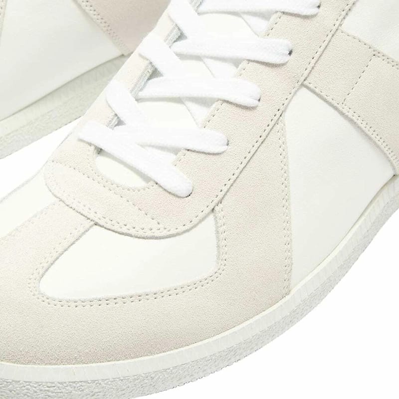 MAISON MARGIELA Retro Low-Top Suede Panel Sneakers  "White/Cream"