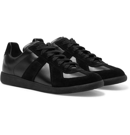 MAISON MARGIELA Retro Low-Top Suede Panel Sneakers – All Black