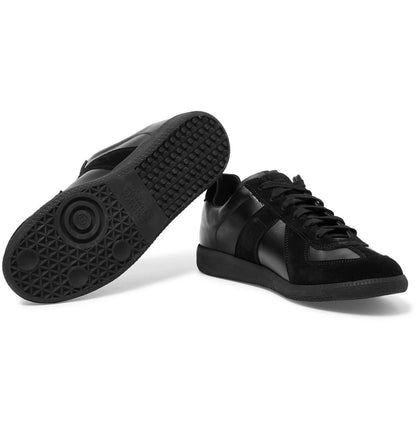 MAISON MARGIELA Retro Low-Top Suede Panel Sneakers – All Black
