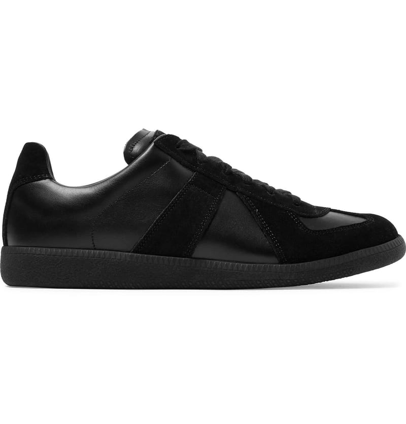 MAISON MARGIELA Retro Low-Top Suede Panel Sneakers – All Black