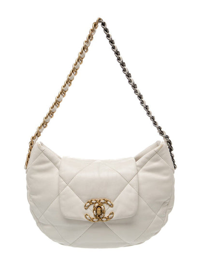 Chanel 19 Quilted Leather Hobo Bag – White with Mixed-Tone Hardware