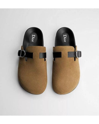 Dior Suede Clog Mules – Tan