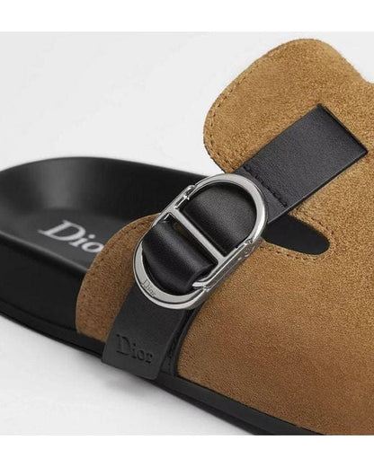 Dior Suede Clog Mules – Tan