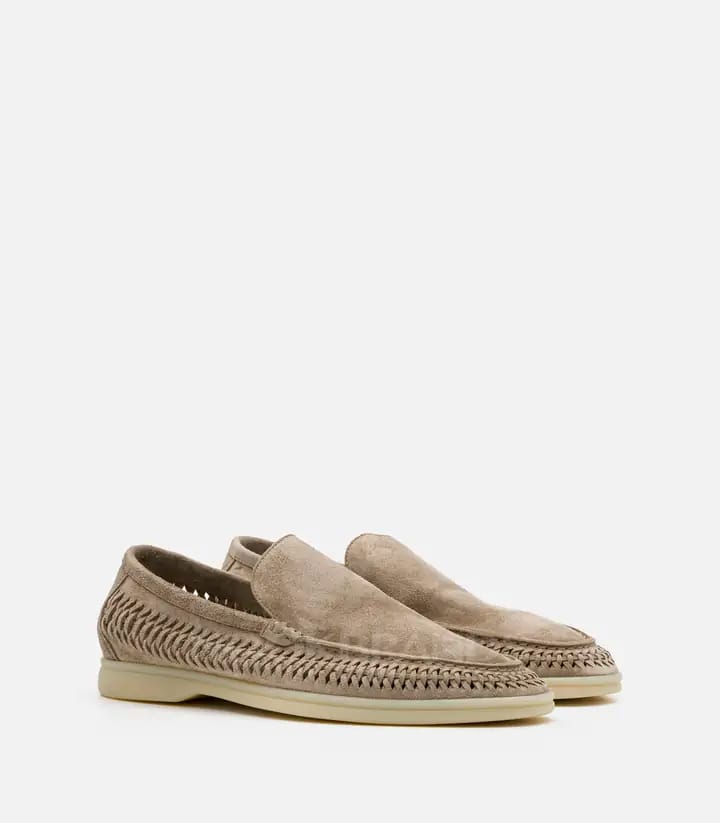 Loro piano Woven Suede Loafers "Sand Beige"