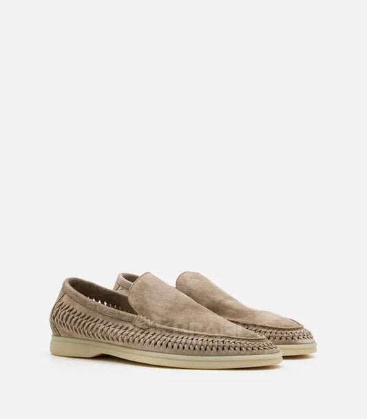 Loro piano Woven Suede Loafers "Sand Beige"