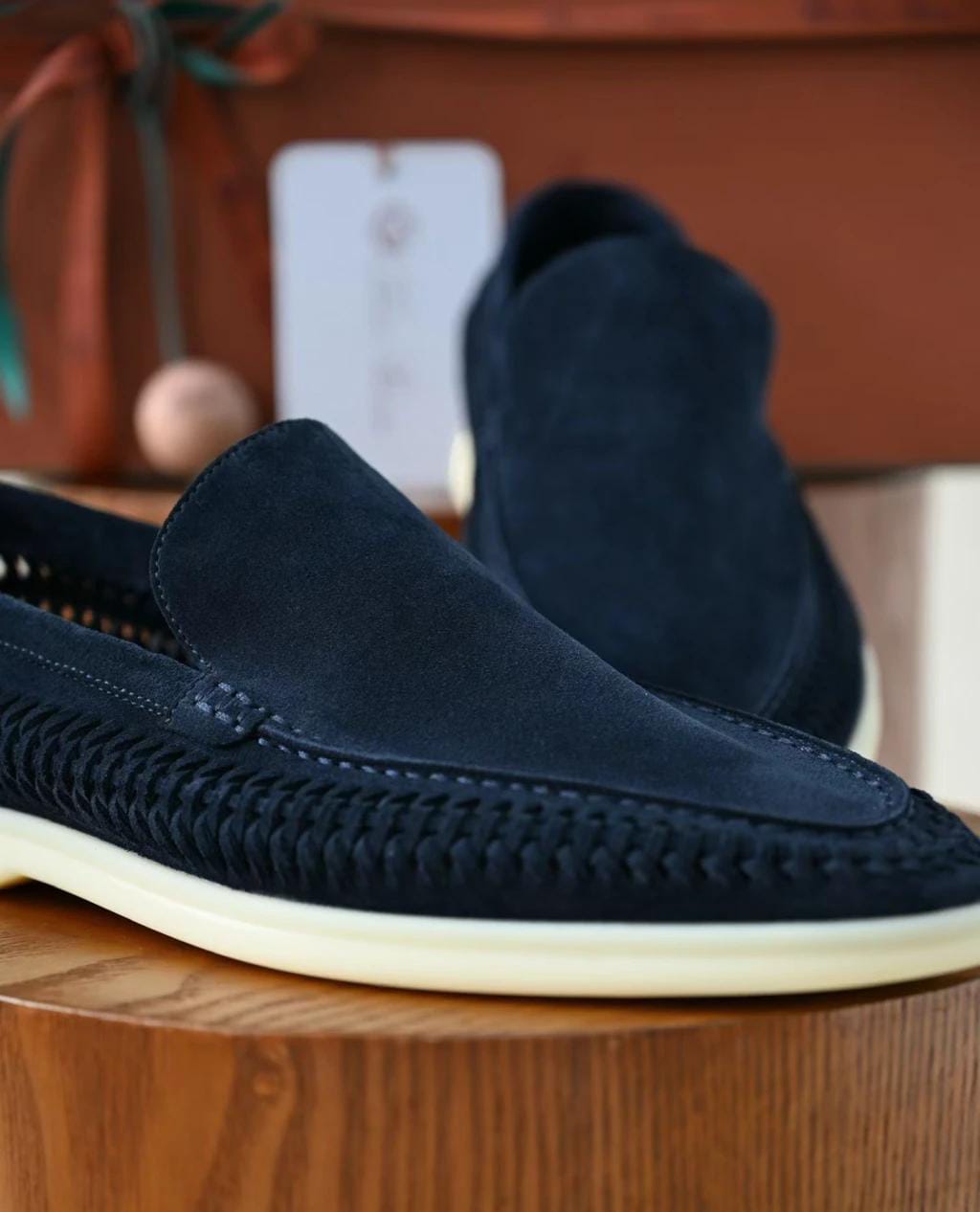 Loro piano Woven Suede Loafers "Navy Blue"