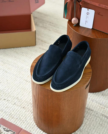 Loro piano Woven Suede Loafers "Navy Blue"