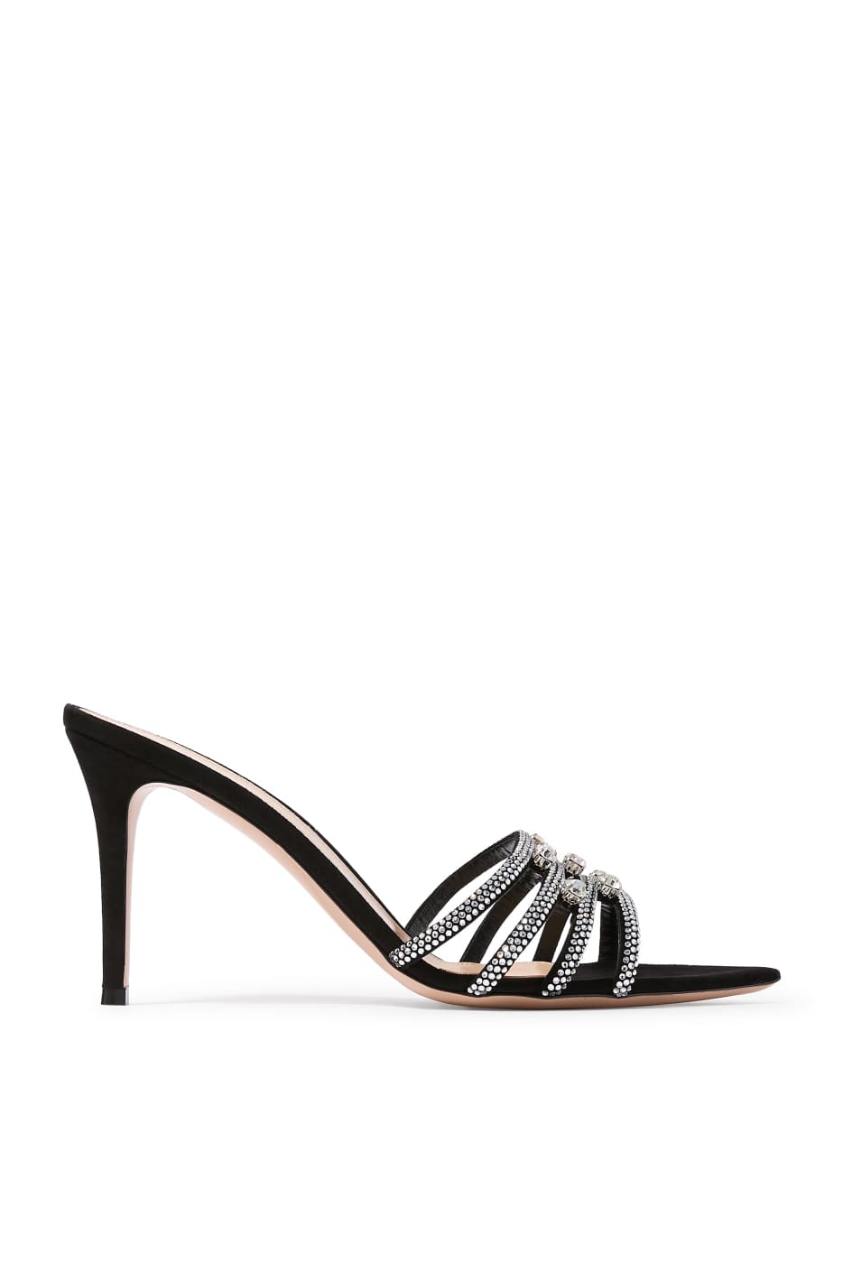 Gianvito Rossi  Crystal-Embellished Strappy Mule Sandals "Black"