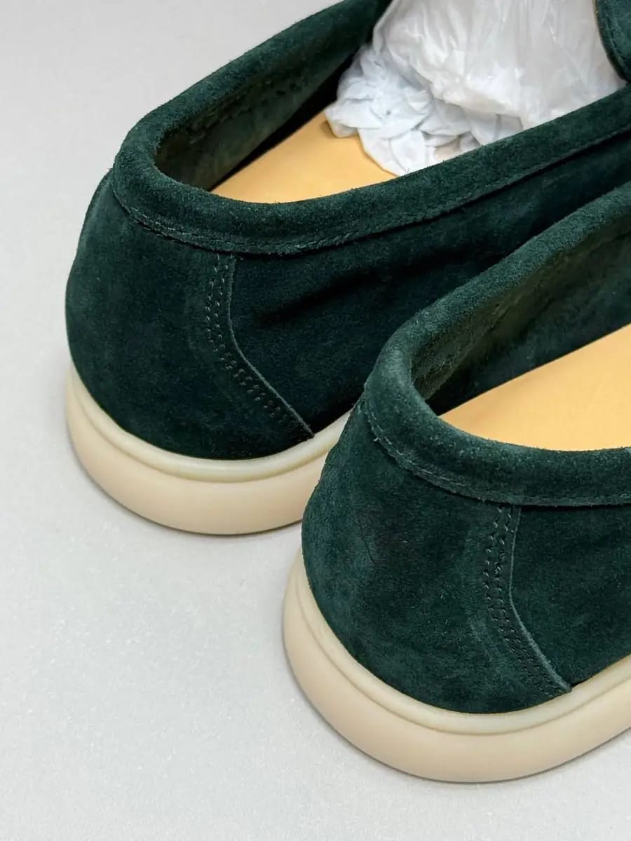 Loro Piana Summer Walk Dark Suede Loafers "Green"
