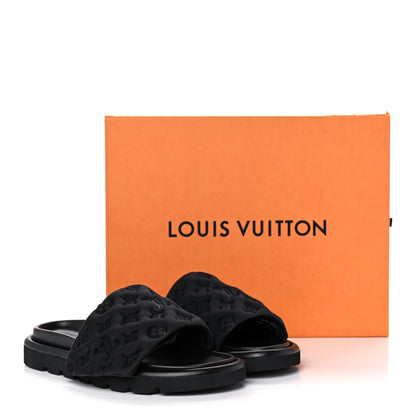 Louis Vuitton Pool Pillow Black Monogram Embossed Slide Sandals "Black"