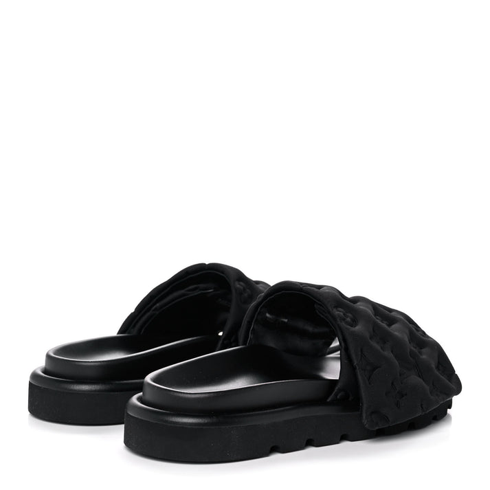 Louis Vuitton Pool Pillow Black Monogram Embossed Slide Sandals "Black"