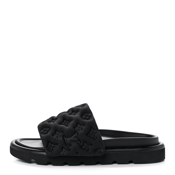 Louis Vuitton Pool Pillow Black Monogram Embossed Slide Sandals "Black"