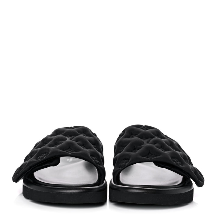 Louis Vuitton Pool Pillow Black Monogram Embossed Slide Sandals "Black"