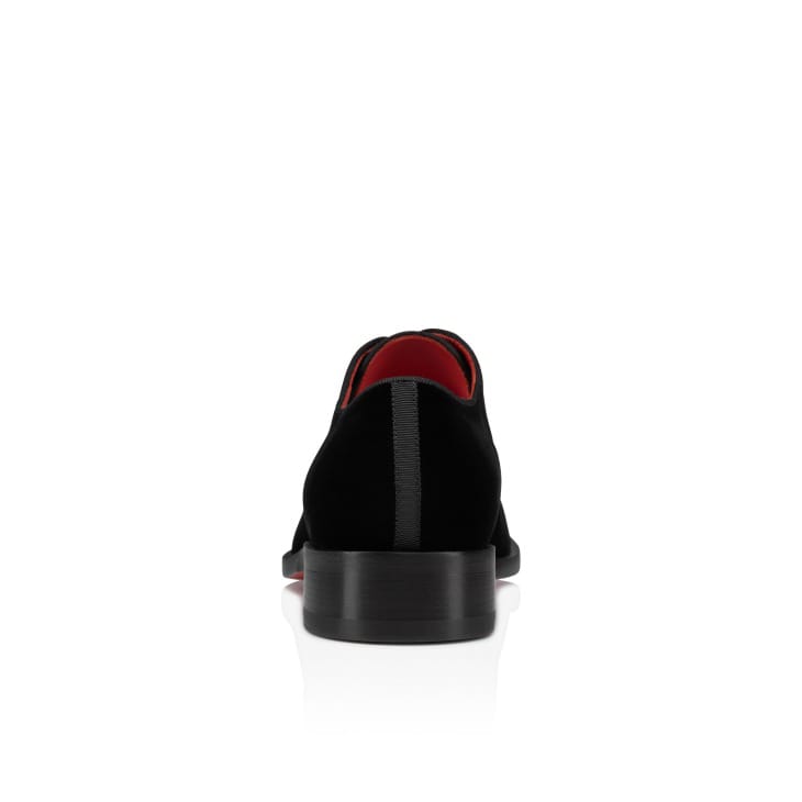 Christian Louboutin Velvet Lace-Up Derby Shoes with Crystal Studs "Black"