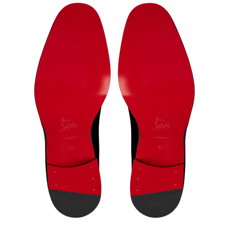 Christian Louboutin Velvet Lace-Up Derby Shoes with Crystal Studs "Black"
